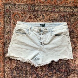 Wild Fable Light Wash Button Up Frayed Hem Shorts